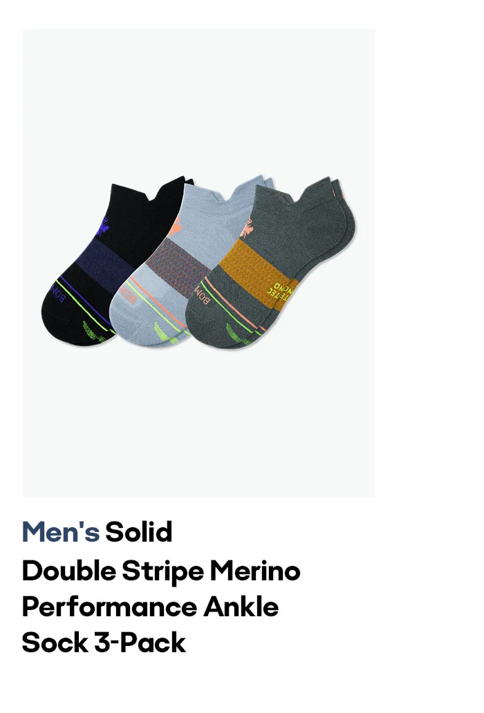 Men's Solid
                        Double Stripe Merino
                        Performance Ankle
                        Sock 3-Pack