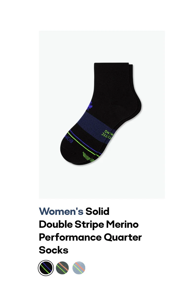 Women's Solid
                        Double Stripe Merino
                        Performance Quarter
                        Socks