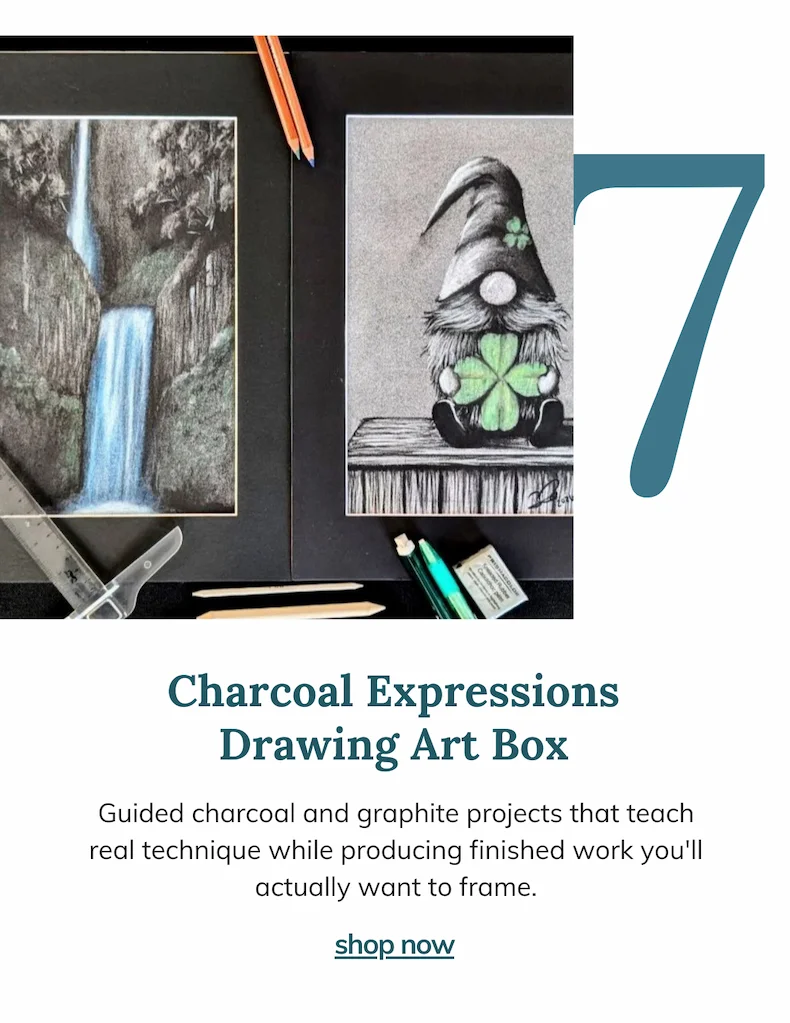 Charcoal Expressions Drawing Art Box - Guided charcoal and graphite projects that teach real technique while producing finished work you'll actually want to frame.