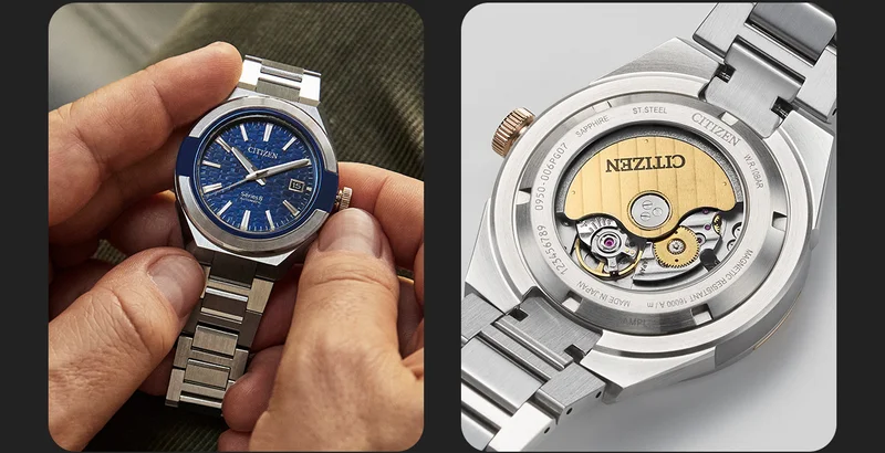 A close-up shot of the Series8 timepiece and a detailed shot of the open caseback