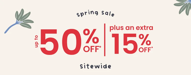 spring sale up to 50% OFF plus an extra 15% OFF