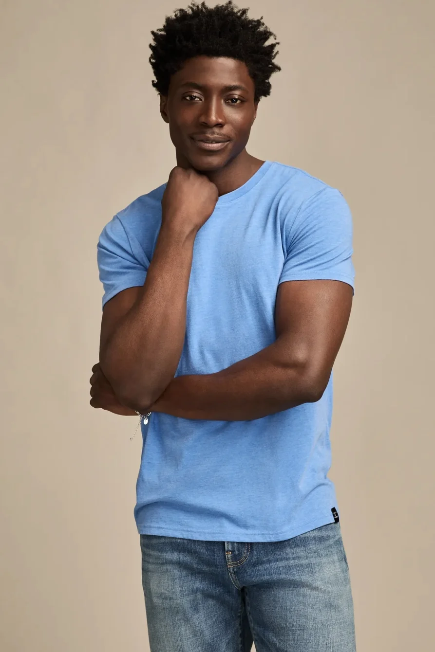 Image of Lucky Brand Venice Burnout Crew Neck Tee - Men's Clothing Tops Shirts Tee Graphic T Shirts in Palace Blue