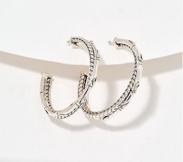 JAI Sterling Silver Textured Hoop Earrings