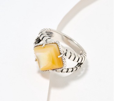 American West Sterling Silver Cushion Cut Gemstone Ring
