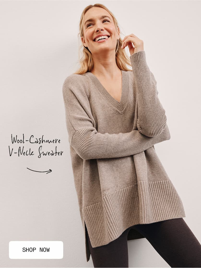 Wool-Cashmere V-Neck Sweater in Oatmeal Heather