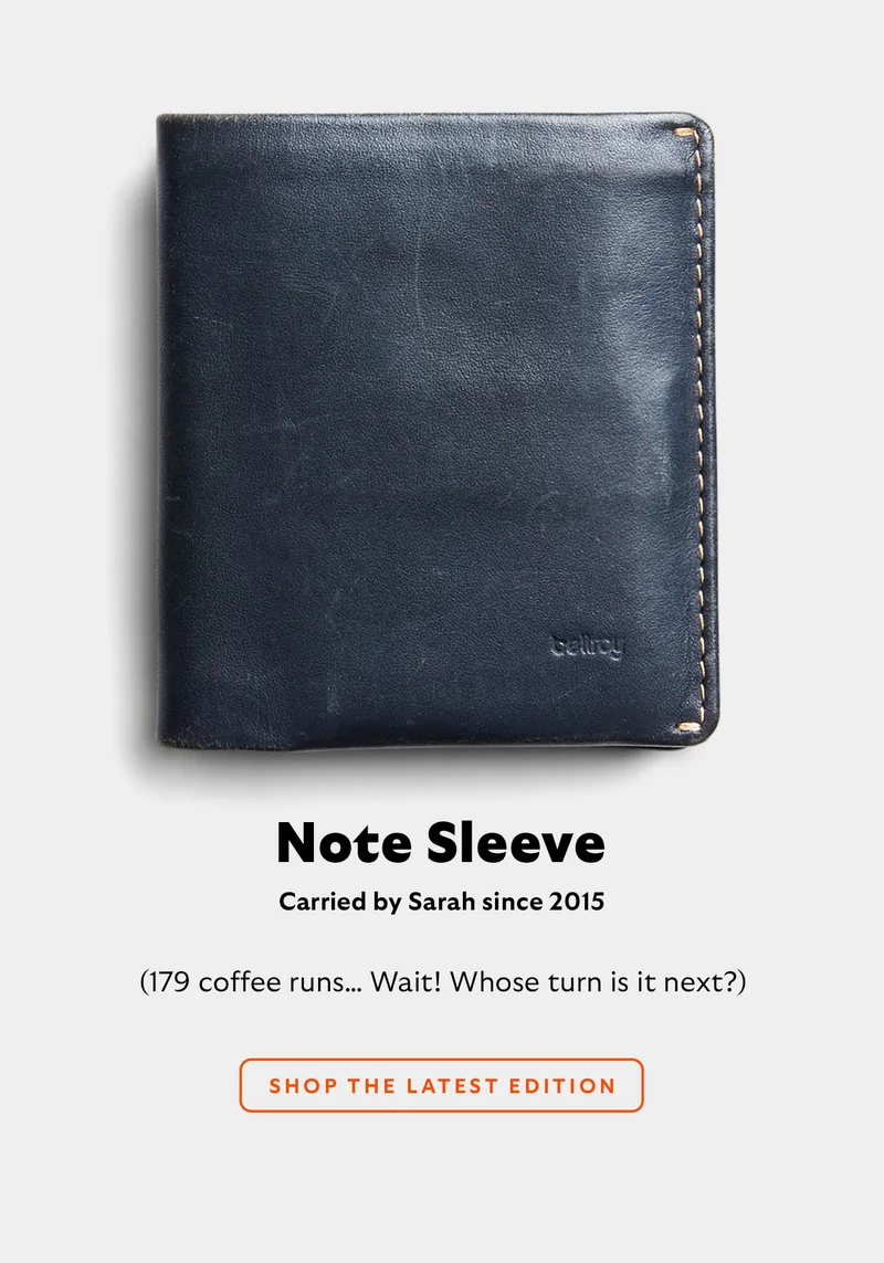 Note Sleeve  Carried by Sarah since 2015 (179 coffee runs… Wait! Whose turn is it next?) SHOP THE LATEST EDITION