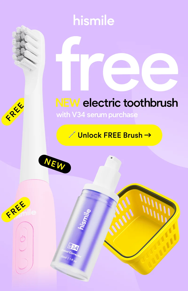 Free NEW electric toothbrush with v34 serum purchase. Unlock free brush.