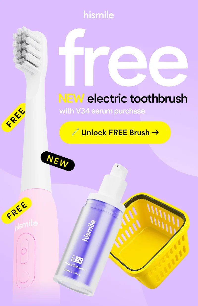 Free NEW electric toothbrush with v34 serum purchase. Unlock free brush.