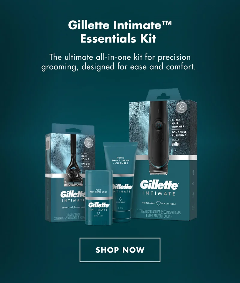 Gillette Intimate™ Essentials Kit - The ultimate all-in-one kit for precision grooming, designed for ease and comfort. SHOP NOW
