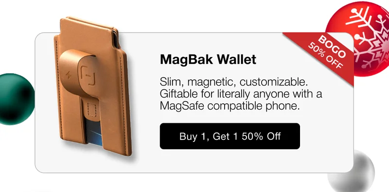 MagBak Wallet Slim, magnetic, customizable. Giftable for literally anyone with a MagSafe compatible phone.