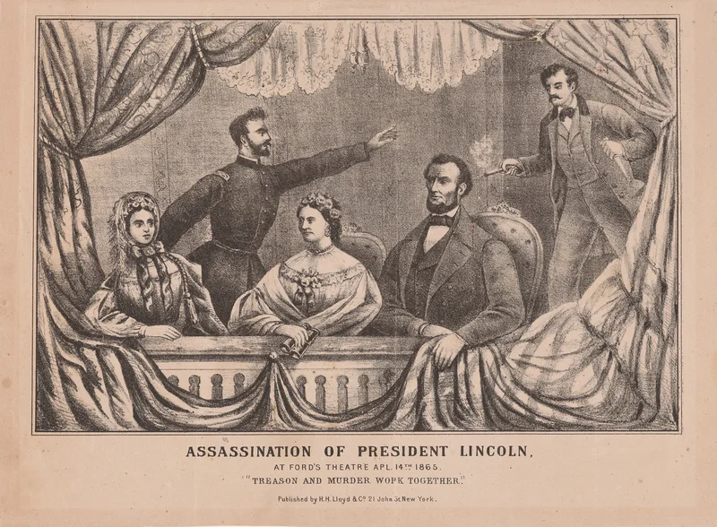 This illustration of the assassination of Abraham Lincoln depicts Clara Harris seated next to Mary Todd Lincoln as her fiance Henry Rathbone attempts to stop John Wilkes Booth from killing the 16th president.