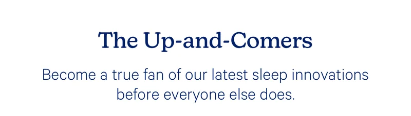 The Up-and-Comers; Become a true fan of our latest sleep innovations before everyone else does.
