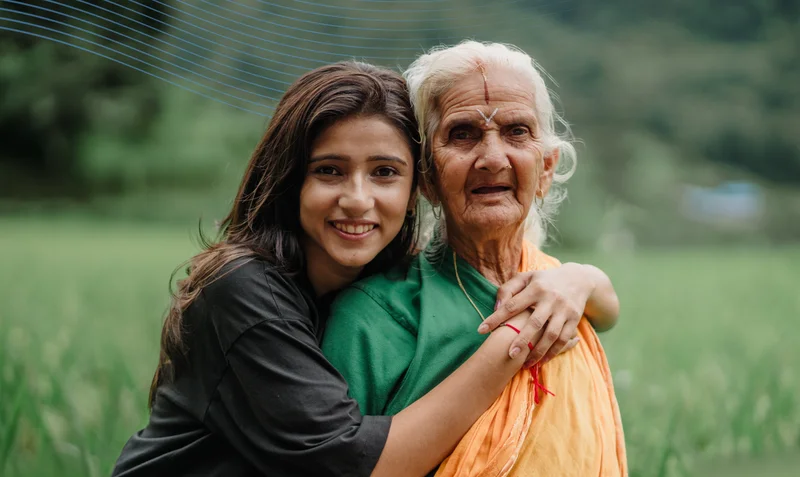 Photo of Chaya Devi and her granddaughter in Nepal