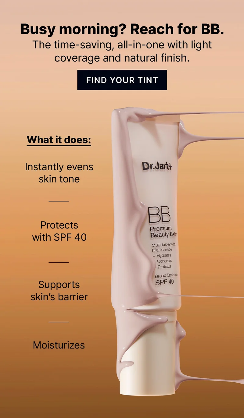 Busy morning? Reach for BB. The time-saving, all-in-one with light coverage and natural finish. | FIND YOUR TINT | What it does: Instantly evens skin tone | Protects with SPF 40 | Supports skin's barrier | Moisturizes