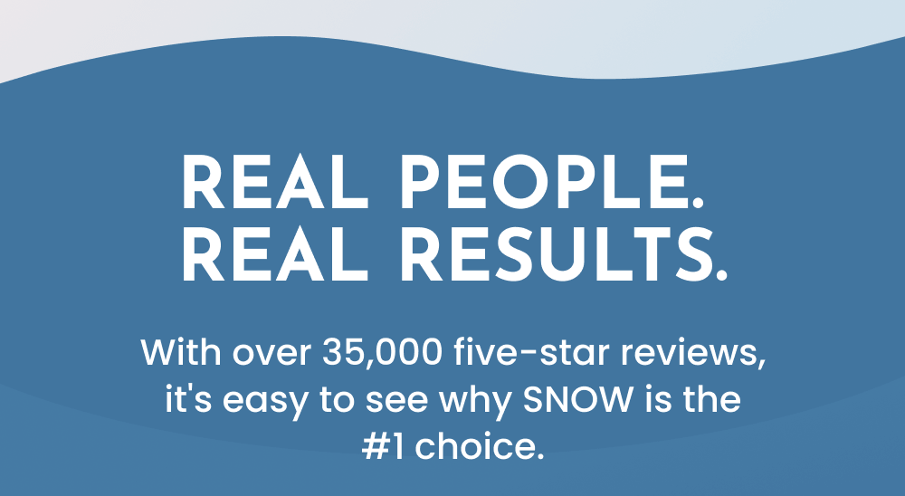 Real People.  Real Results. With over 35,000 five-star reviews, it's easy to see why SNOW is the #1 choice.