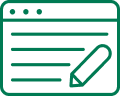 Icon of book with a fork and knife illustration on one page.
