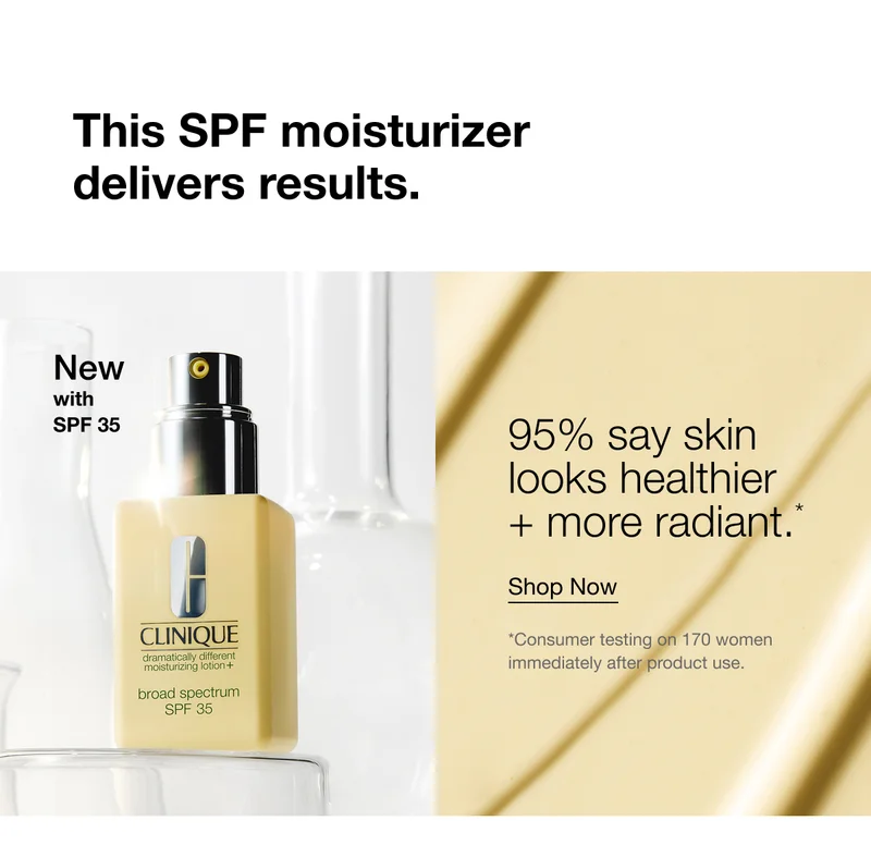 This SPF moisturizer delivers results. | New with SPF 35 | 95% say skin looks healthier + more radiant.* | Shop Now | *Consumer testing on 170 women immediately after product use