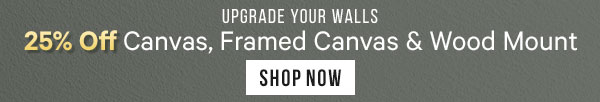Upgrade Your Walls: 25% Off Canvas, Framed Canvas, & Wood Mount