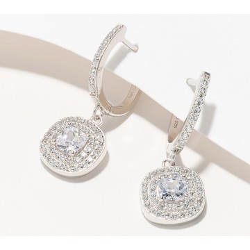 Diamonique Classics Leverback Earrings, Sterling Silver