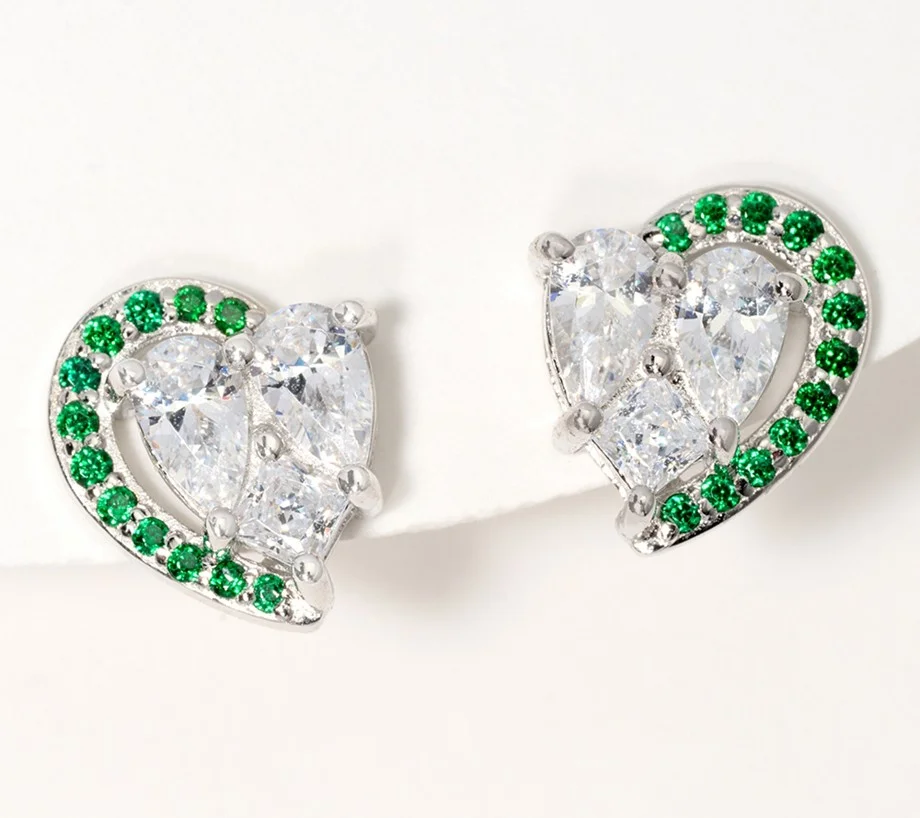 Diamonique x Kathy Levine Love Struck Heart Earrings, Sterling Silver