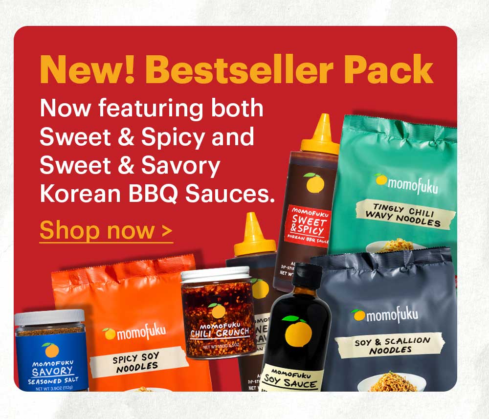 NEW! Bestseller Pack  Now featuring both Sweet & Spicy and Sweet & Savory Korean BBQ Sauces.  Shop now >