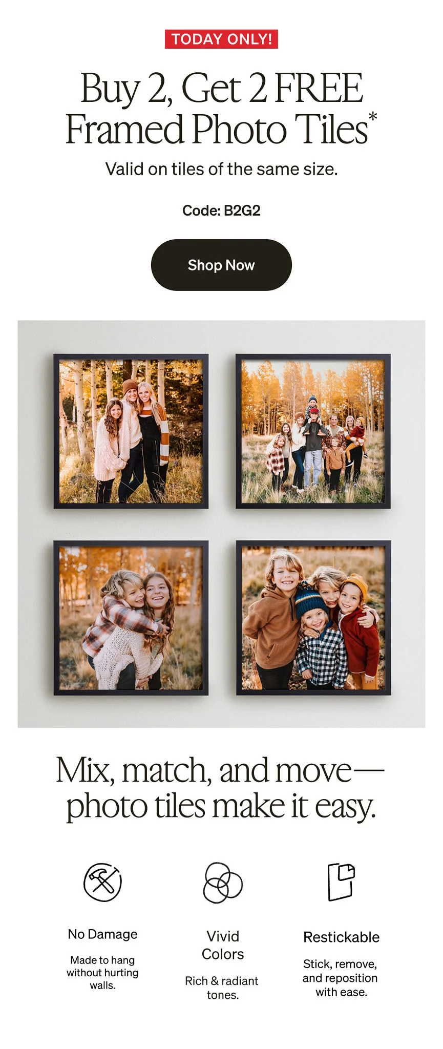 Buy 2, Get 2 Free Framed Photo Tiles