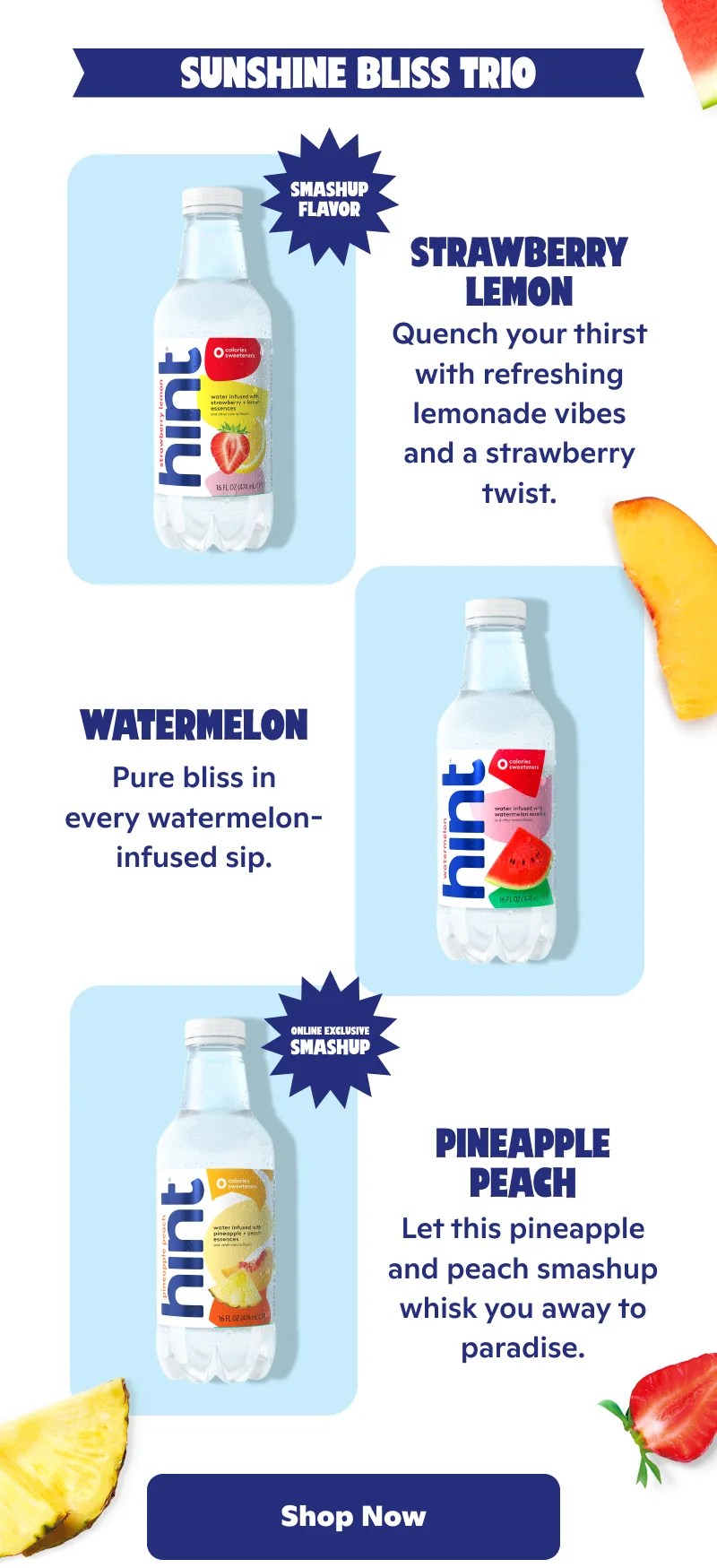 Sunshine Bliss Trio: Strawberry Lemon, Watermelon, Pineapple Peach