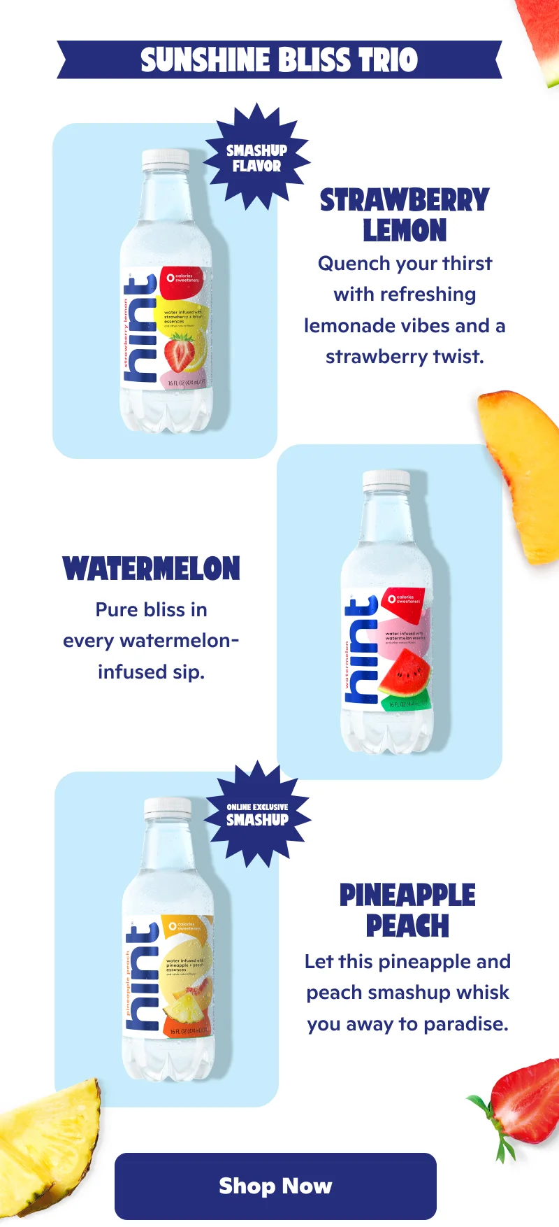 Sunshine Bliss Trio: Strawberry Lemon, Watermelon, Pineapple Peach