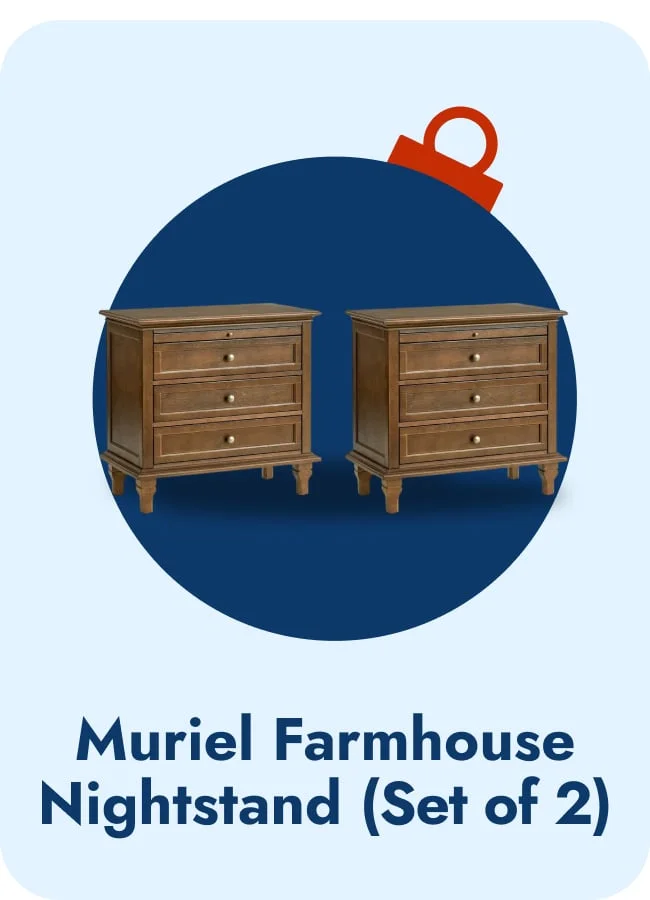 Muriel Farmhouse 3 Drawers Nightstand - Set of 2