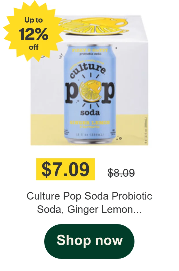 Culture Pop Soda Probiotic Soda, Ginger Lemon...