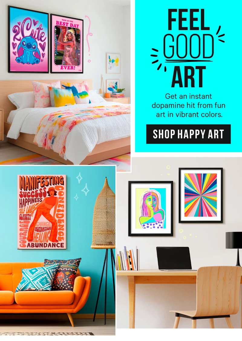 Feel Good Art! Get an instant dopamine hit from fun art in vibrant colors.