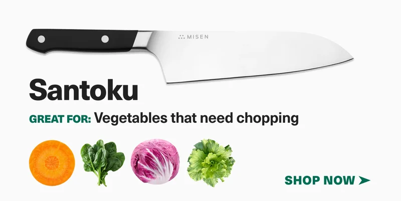 Santoku. Great for: veggies that need lots of chopping.