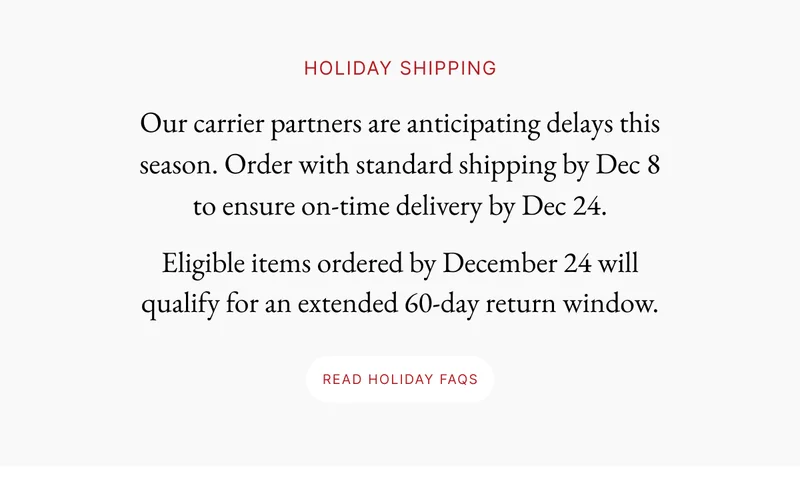 Holiday Shipping