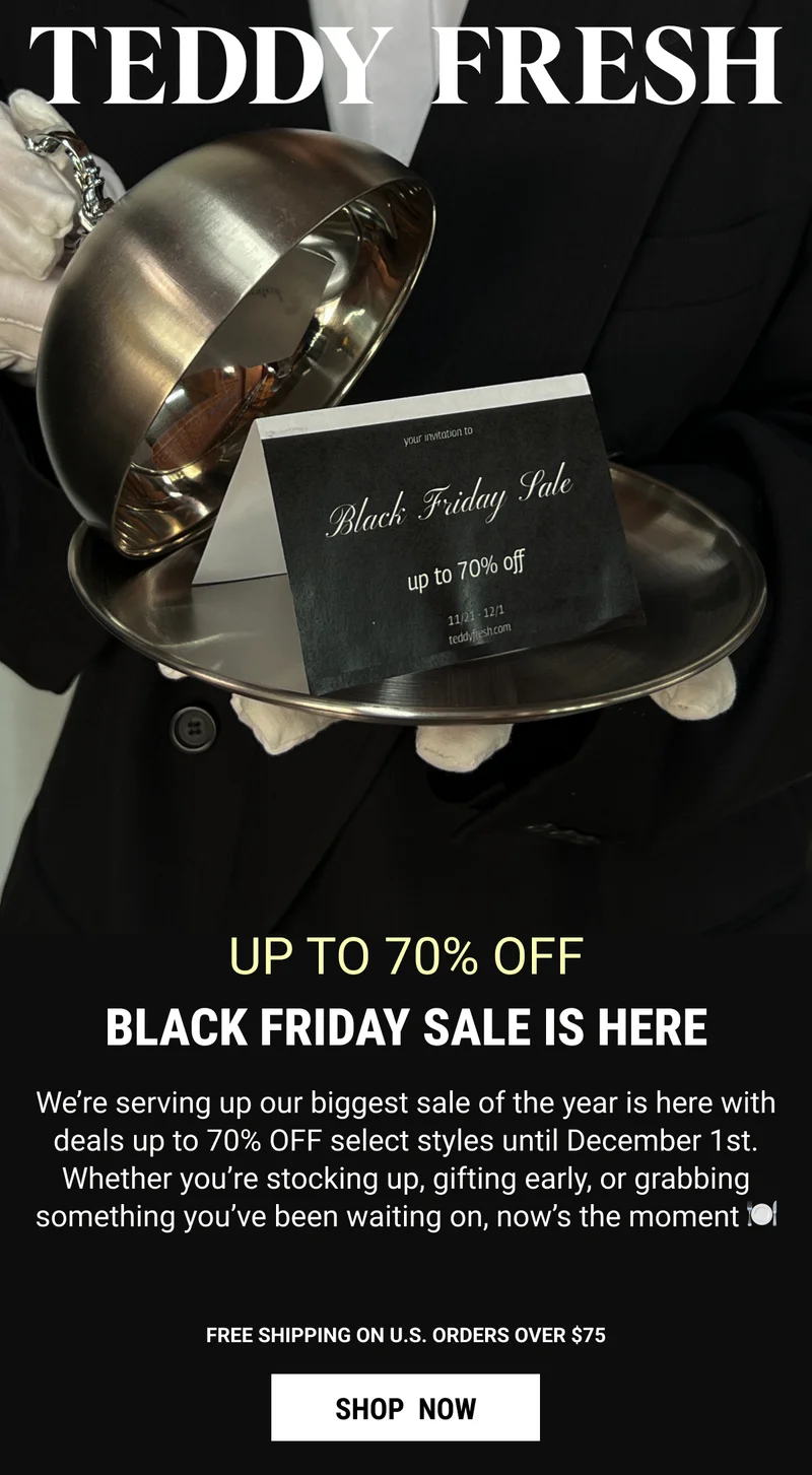 serving paper invitation to Black friday sale on a tray