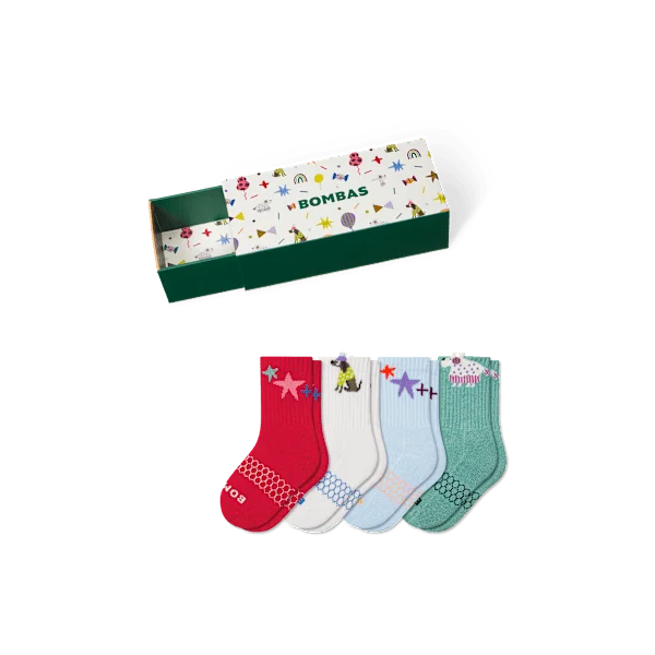 Junior Holiday Calf Sock 4-Pack Gift Box