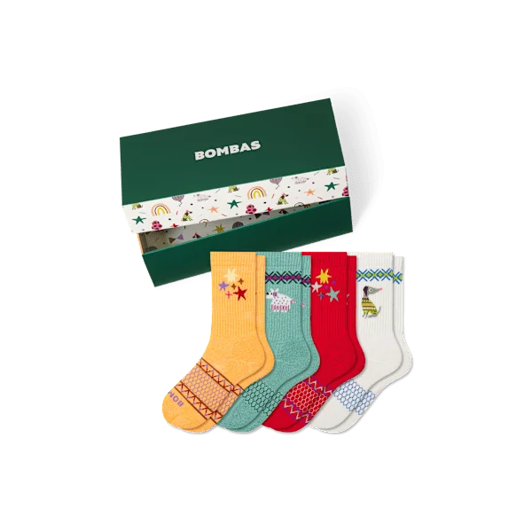 Youth Holiday Calf Sock 4-Pack Gift Box