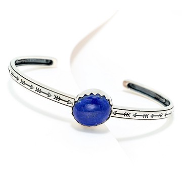 American West Sterling Silver Patterned Gemstone Stackable Cuff