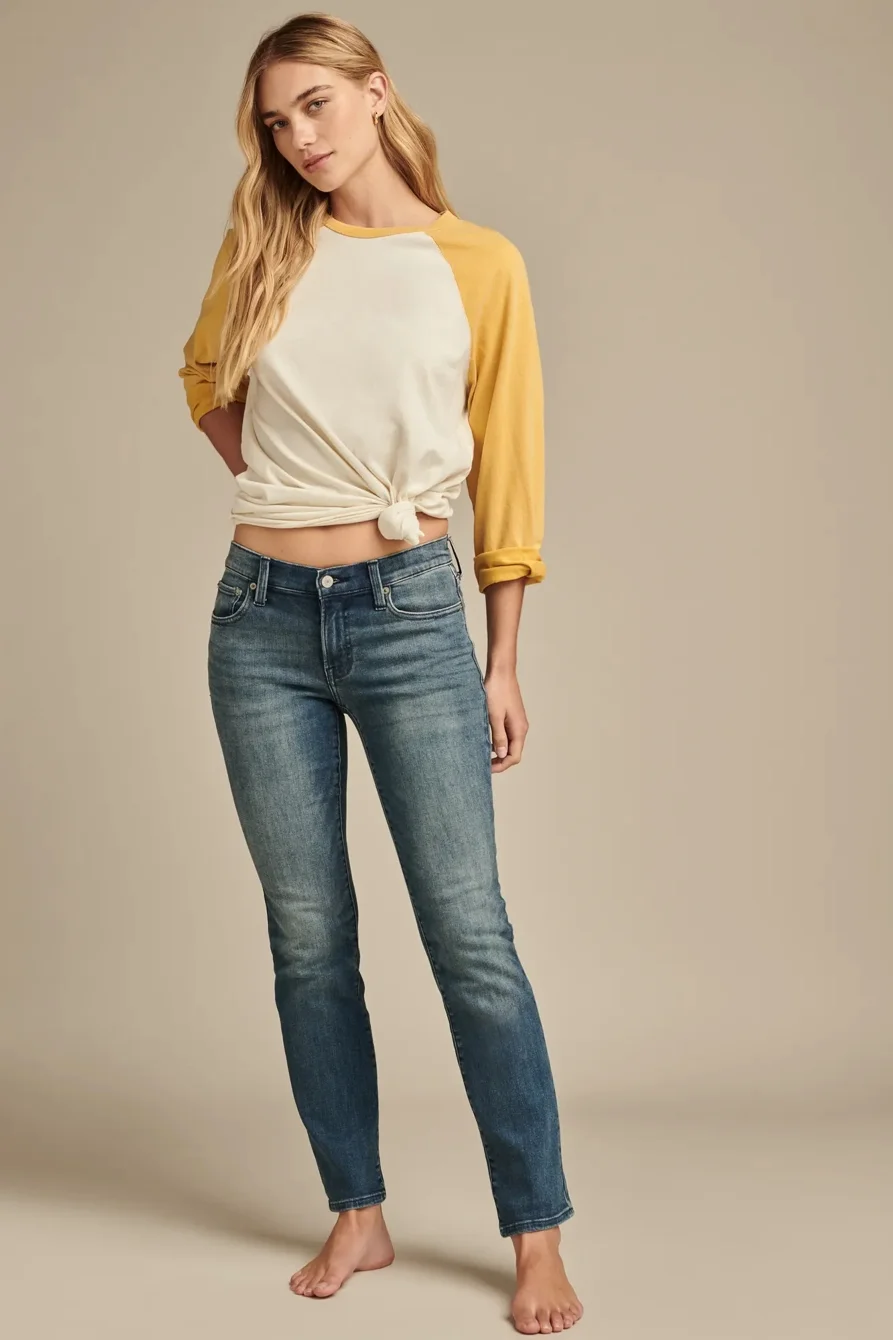 Image of Lucky Brand Mid Rise Sweet Straight - Women's Pants Denim Straight Leg Jeans in Gemini