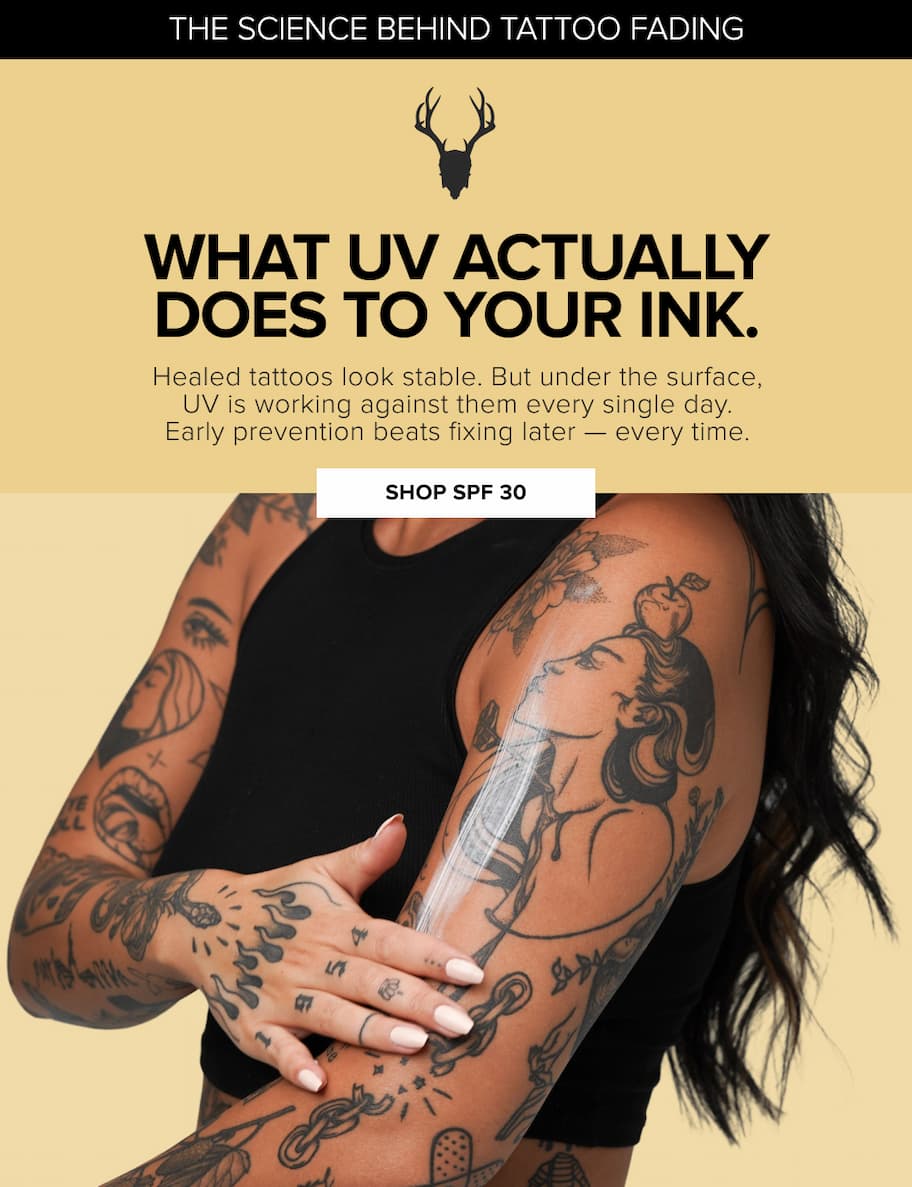 What UV actually does to your ink - healed tattoos look stable. But under the surface, UV is working against them every single day