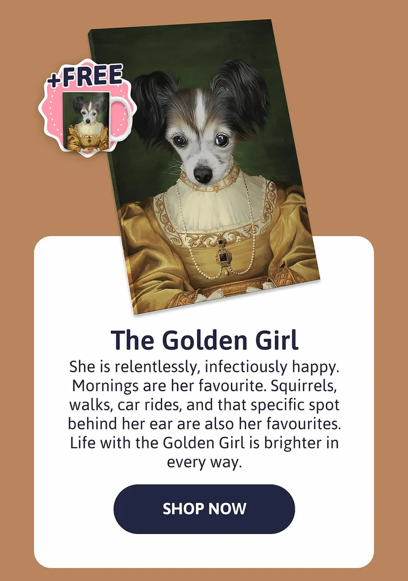 The Golden Girl - She is relentlessly, infectiously happy. Mornings are her favourite. Squirrels, walks, car rides, and that specific spot behind her ear are also her favourites. Life with the Golden Girl is brighter in every way.