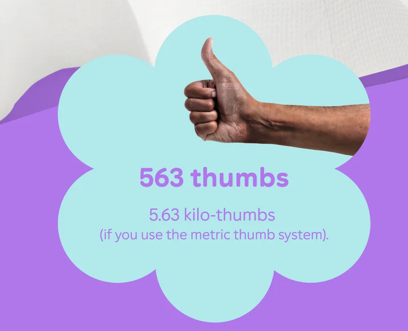 563 thumbs. 5.63 kilo-thumbs (if you use the metric thumb system).