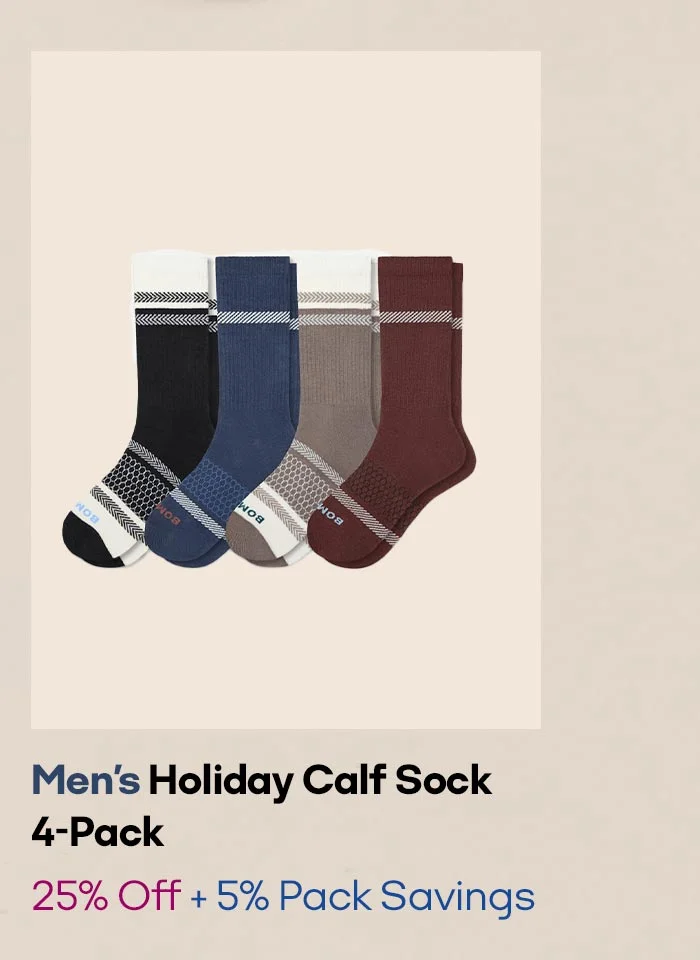 Men's Holiday Calf Sock 4-Pack 25% Off + 5% Pack Savings