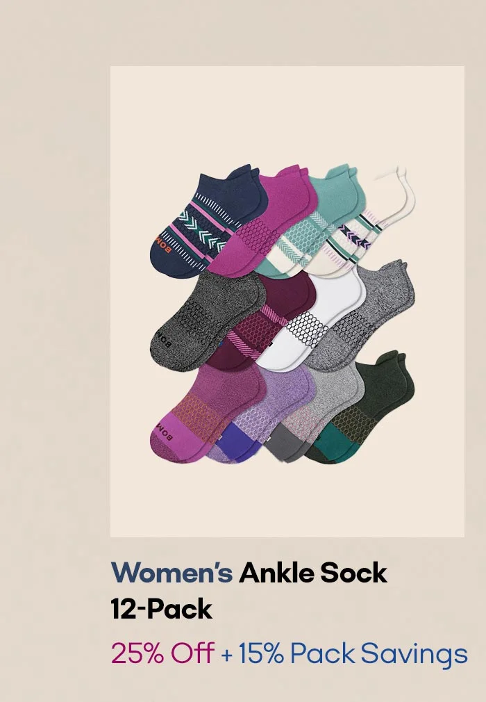 Women's Ankle Sock 12-Pack 25% Off + 15% Pack Savings