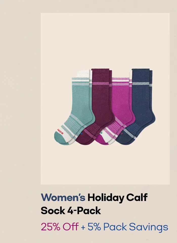 Women's Holiday Calf Sock 4-Pack 25% Off + 5% Pack Savings