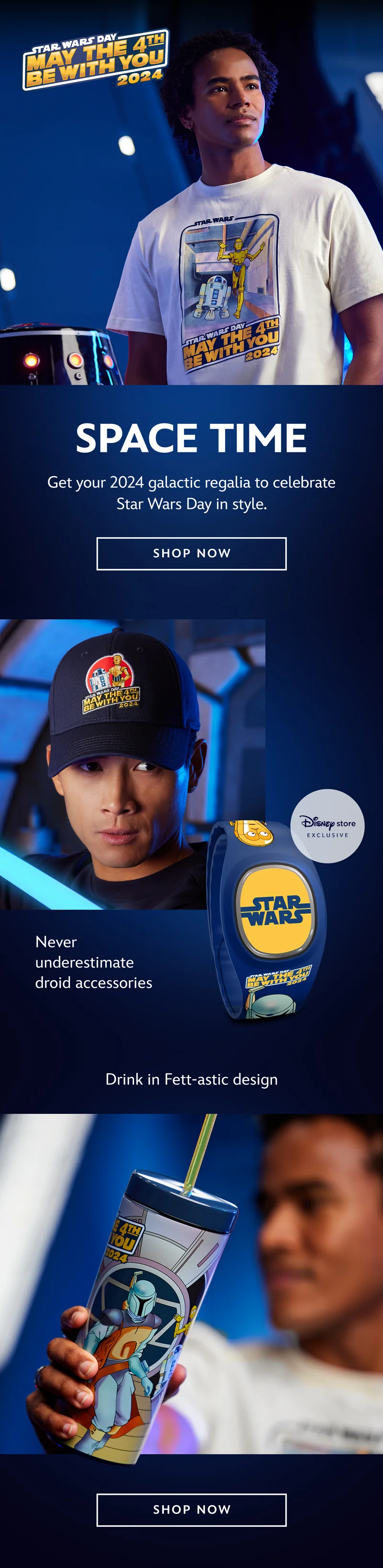 Star Wars May the 4th Be with You. Space Time. Get your 2024 galactic regalia to celebrate Star Wars Day in style. Never underestimate droid accessories.
Drink in Fett-astic design | Shop Now