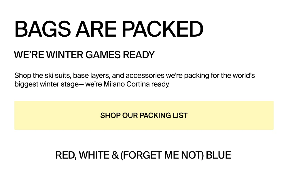 Shop our Winter Games packing list