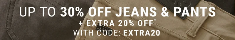 Up to 30% off Jeans & Pants +Extra 20% off* With Code: discount code