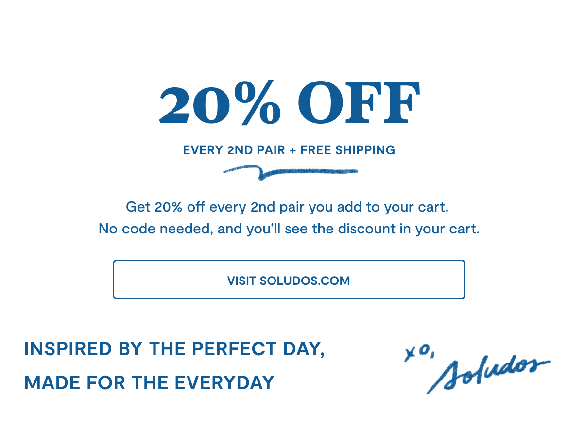 20% Off Every 2nd Pair Plus Free Shipping