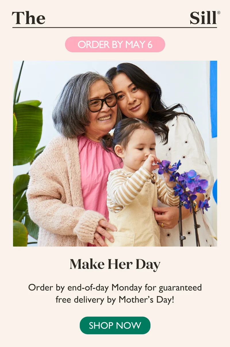 Make Her Day! Order by end-of-day Monday for guaranteed free delivery by Mother's Day.