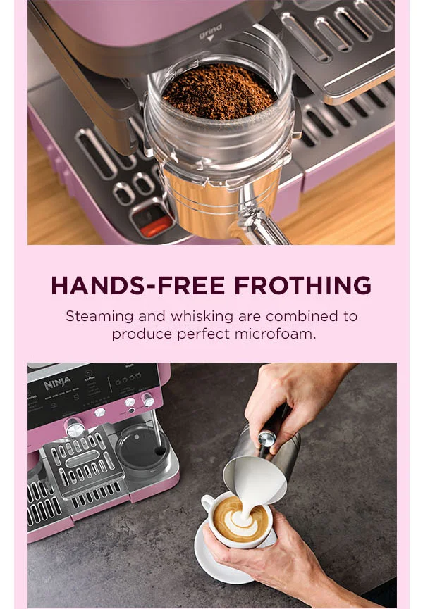 Hands-Free Frothing-- Steaming and whisking are combined to produce perfect microfoam.